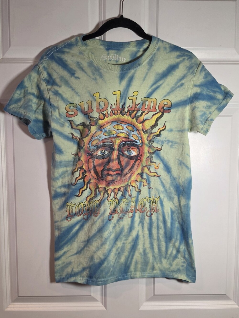 Sublime Tie-Dye Sun Graphic Tee - Blue & Yellow S